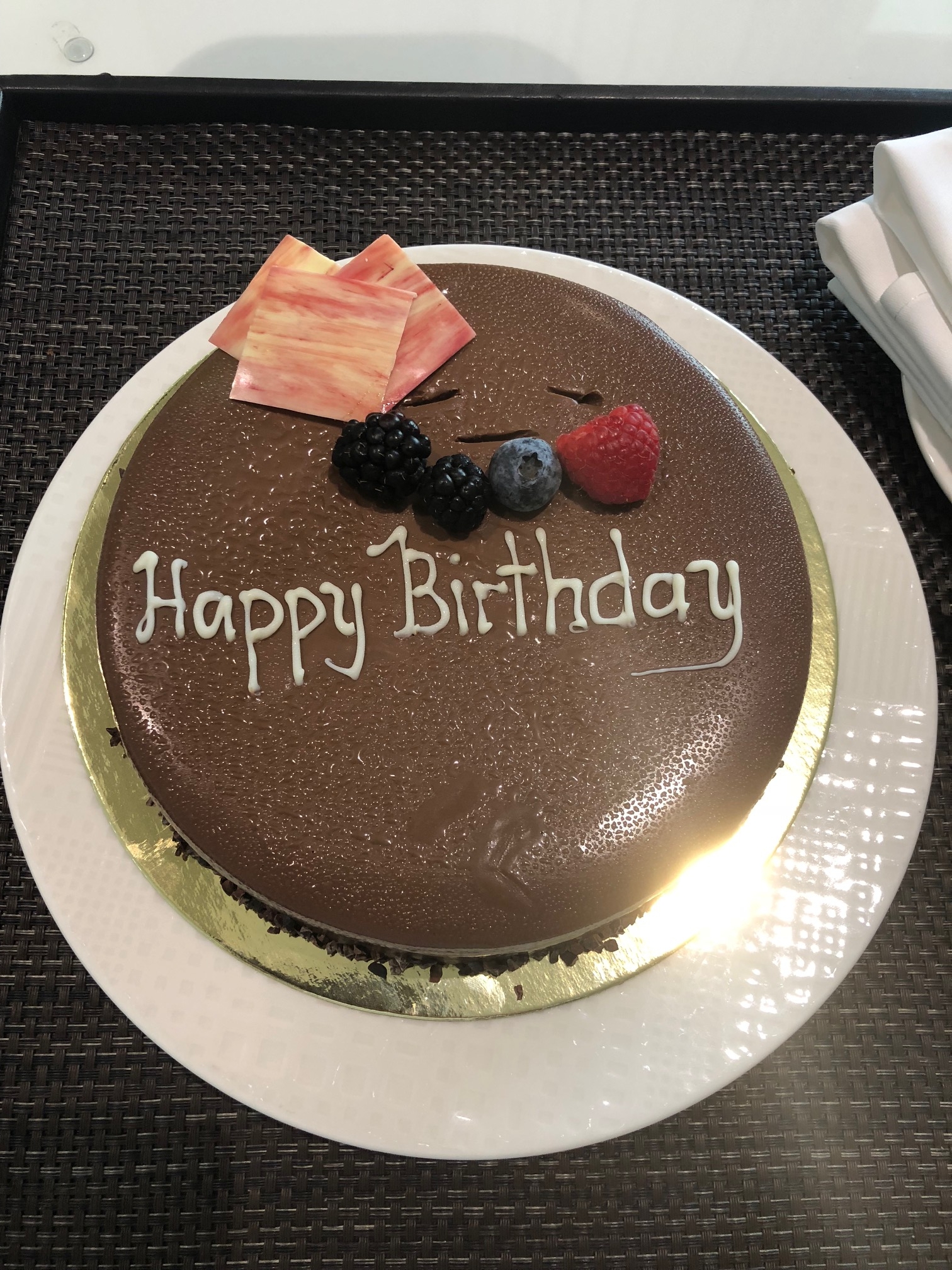 Vegan Birthday Cake made especially for me at The Le Meridien DXB Le Royal Club